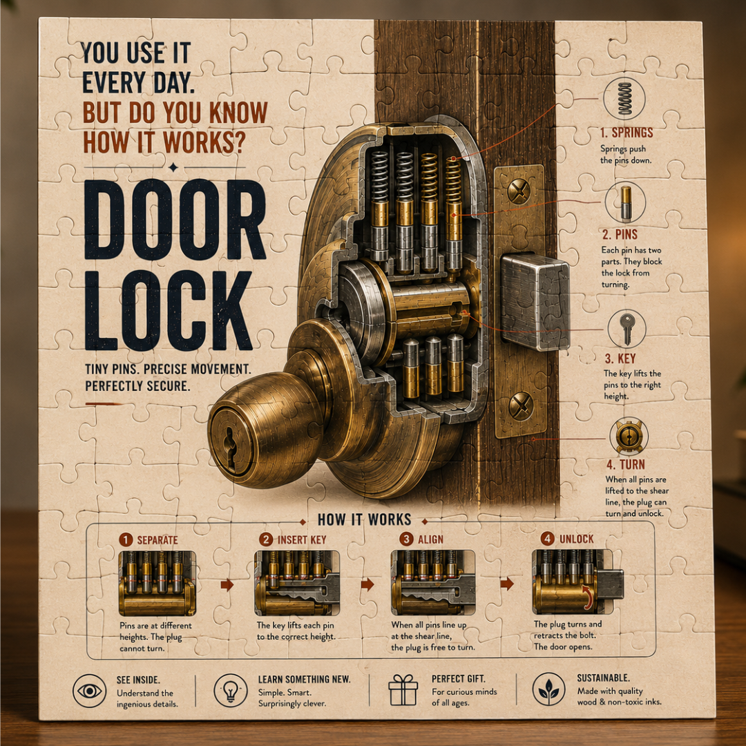 Door Lock — How It Works | Wooden Jigsaw Puzzle