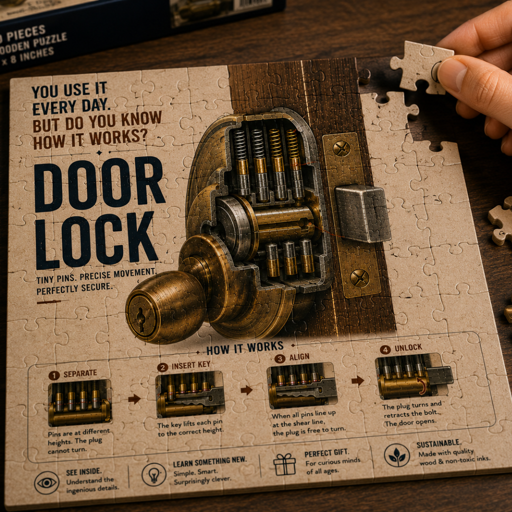 Door Lock — How It Works | Wooden Jigsaw Puzzle